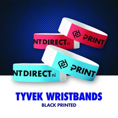  Black Printed Tyvek Wristbands